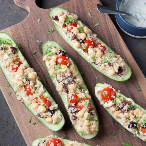 Cucumber and Hummus Boats Photo